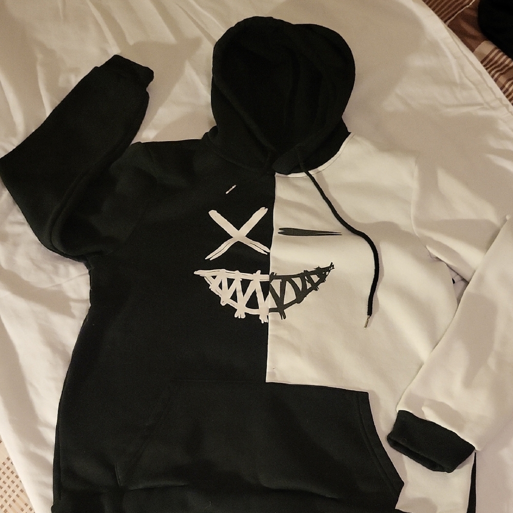 SHEIN Black and White Graphic Hoodie
